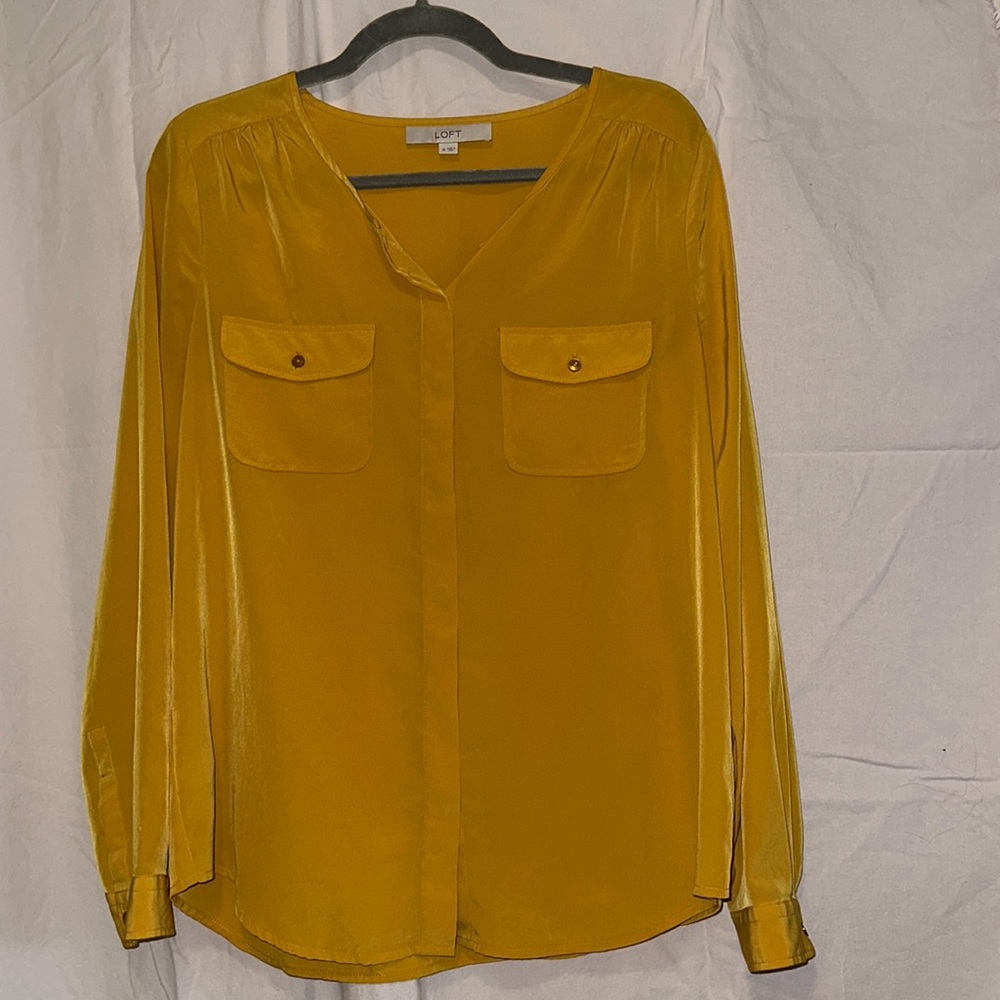 Ann Taylor Loft Mustard Yellow Button Up Blouse